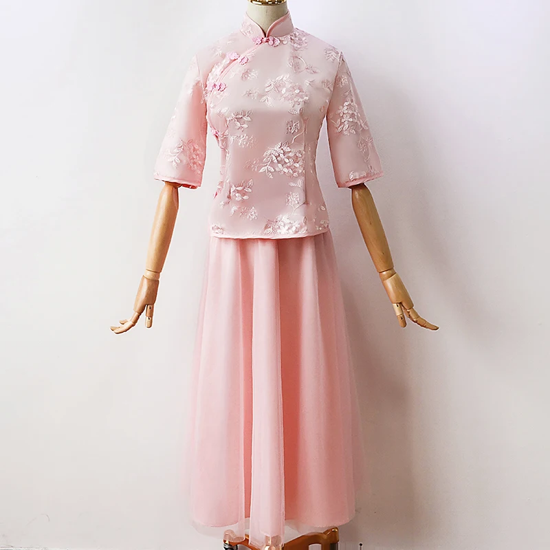 S-XXL модное винтажное традиционное атласное розовое китайское платье Ципао Cheongsam, вечернее платье