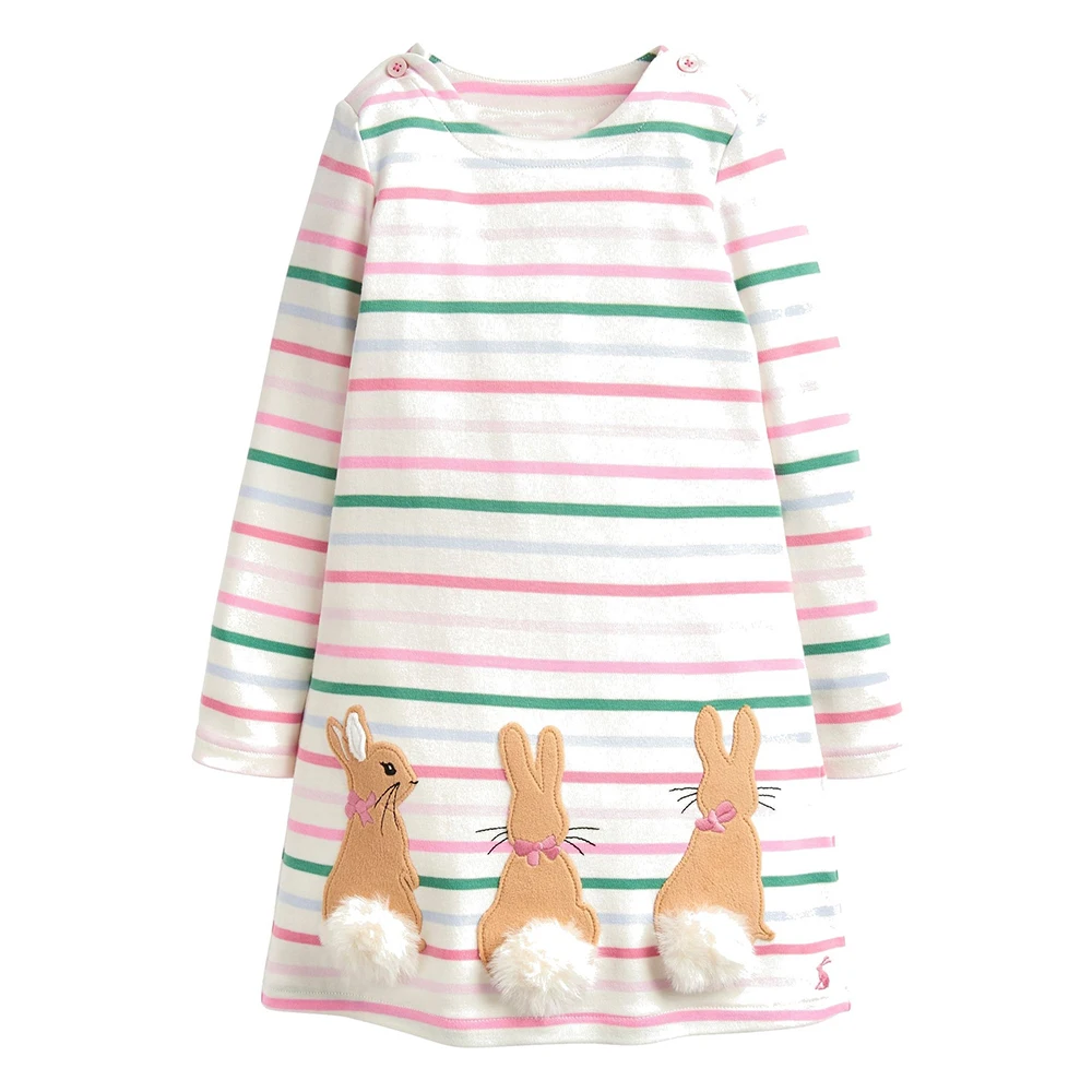 Платье для маленьких девочек с длинными рукавами и аппликацией в виде животных; хлопковая Туника; одежда для малышей; Детские платья для девочек; платье принцессы