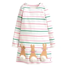 Платье для маленьких девочек с длинными рукавами и аппликацией в виде животных; хлопковая Туника; одежда для малышей; Детские платья для девочек; платье принцессы