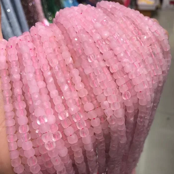 

Rose quartzs Square Faceted Beads 4mm Charm New Natural Beads for Jewelry Making Diy Jewelry Accessories