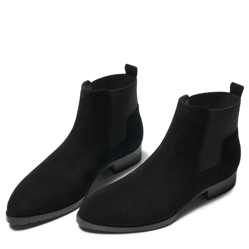 Handmade Luxury Brand Cow Leather Autumn Winter Men Boots Fashion Pointed Toe Wedding Chelsea Shoes Vintage Motorcycle Boots