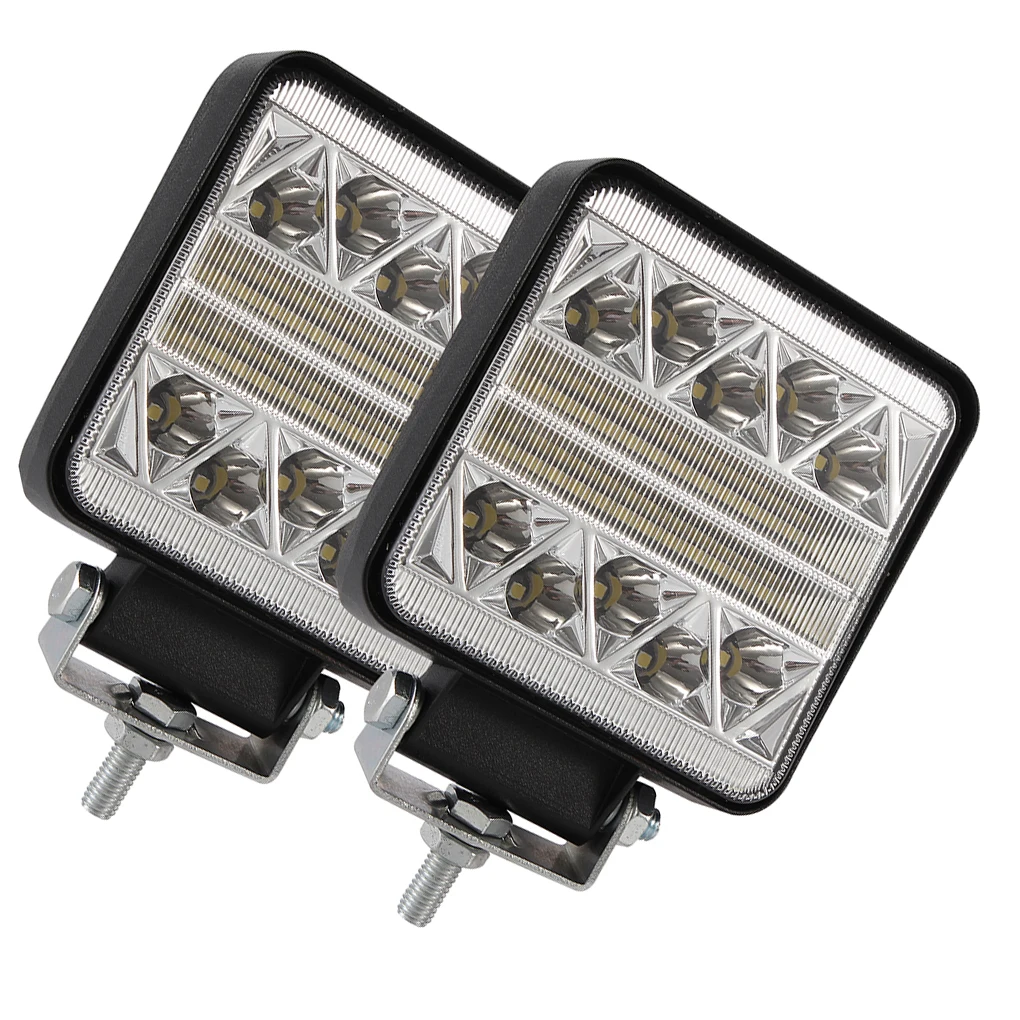 2PCS 4 inch 102W Square Car LED Flashing Working Light Modified Truck Off-road Roof Lights 6000K Lamp