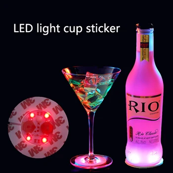 

Colorful flash wine bottle stickers LED light cup stickers 4 lights colorful LED coasters bar holiday decoration night light