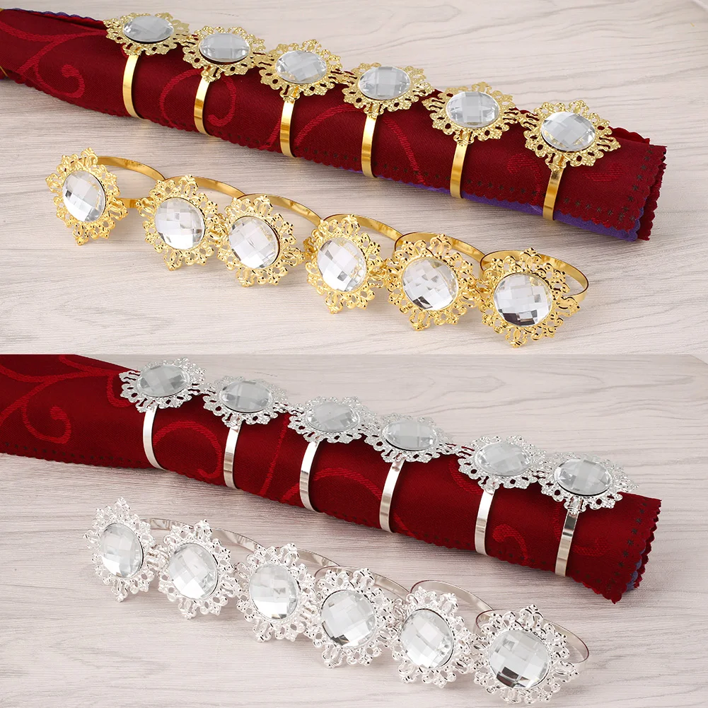 Napkin Holder 12pcs 12pcs Diamond Designed Kitchen Napkin Rings Decor Party Napkins Luxurious Crystal Dinner Table Wedding