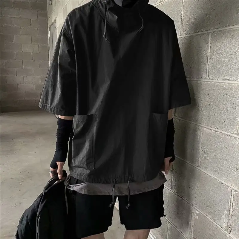 HOUZHOU одежда в готическом стиле черные футболки с коротким рукавом для мужчин