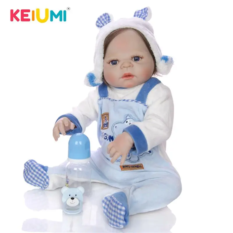 

KEIUMI 23'' 57 cm Realistic Reborn Doll Full Vinyl Body Silicone Lifelike Baby Doll Toy For Boy Kid Playmate Children's Day Gift