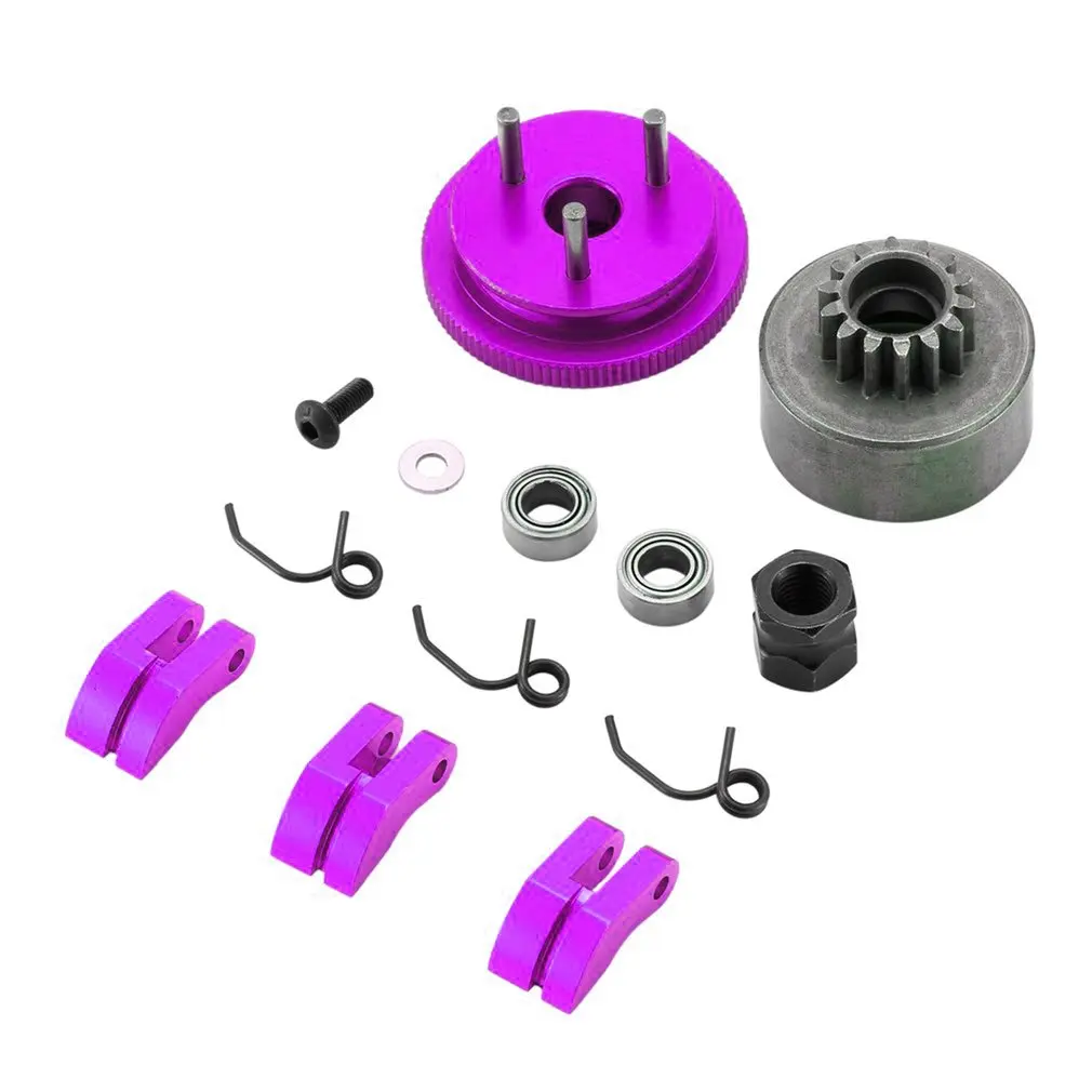 RC Clutch Bell 14T Gear Flywheel Assembly 1/8 RC Car Bearing Clutch Bell Shoes Nut Springs Parts