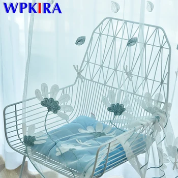 

Blue Dragonfly Embroidered Tulle Curtain for Living room Window Drapes White Sheer Voile Curtain for Girls Bedroom Curtain WP440