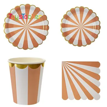 

Rose Gold Party Disposable Tableware Champagne Cup Plate Straws 1st Birthday Party Decor Kids Baby Shower Party Supplies