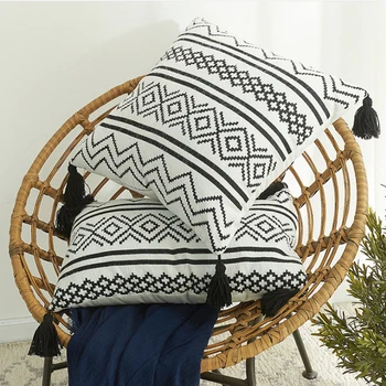 

Creative Tassels Throw Pillow Case Printed Cushion Case Decorative Pillowcases for Sofa Living Room Office Car Ornament