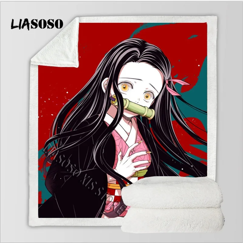 Постельные принадлежности одеяло 3D принт аниме Kimetsu no Yaiba шерпа флисовое Покрывало Диван тонкое одеяло путешествия Пикник Туризм одеяло s