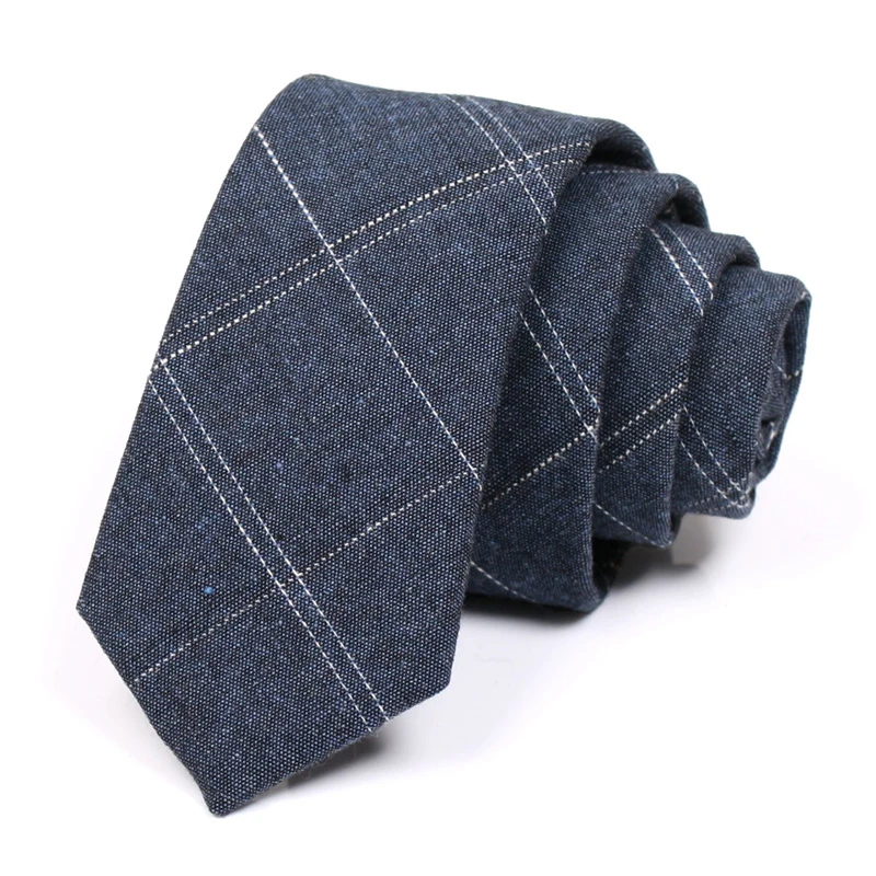 

High Quality Mens Plaid Tie Navy Blue 6CM Skinny Ties Male Fashion Formal Neck Tie High Quality Slim Business Suit Necktie Gift