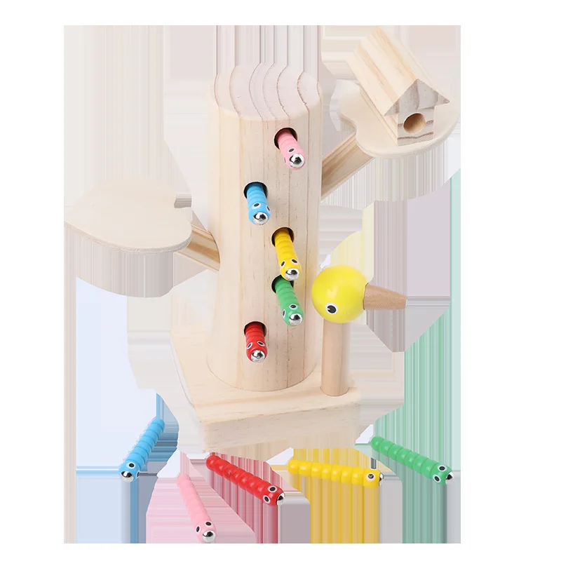Bird catching game JX17 children's early education wooden p.45 magnetic baby hand eye coordination desktop catching toy