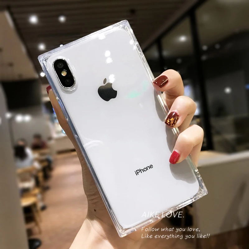 N1986N Телефон чехол для iPhone 6 6s 7 8 Plus X XR XS Max Модный квадратный дизайн противоударный прозрачный мягкий ТПУ для iPhone X чехол для телефона