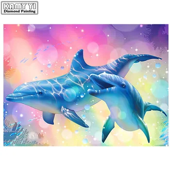 

Full Diamond Embroidery Dolphins Full Rhinestone 5D DIY Diamond Painting Animal Cross Stitch Diamond Mosaic Home Decor Handmade