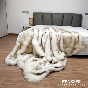 

High-grade model room fur blanket home decoration blanket fox fur decoration blanket