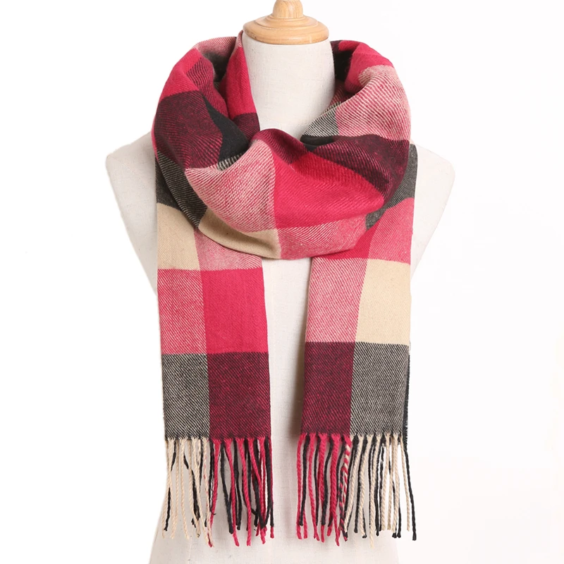 Plaid Winter Scarf Women Warm Foulard Solid Scarves Fashion Casual Scarfs Cashmere Bufandas Hombre