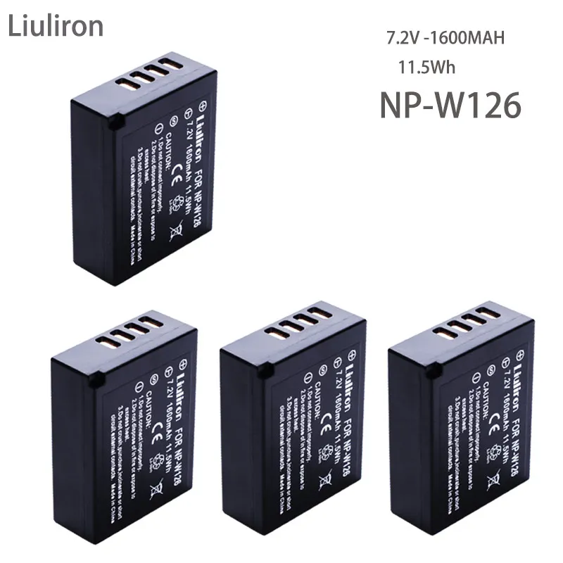 4battery 4 х 7,4 V 1600 мА/ч, NP-W126 NP W126 Камера Батарея для цифровой фотокамеры Fuji X100F XT20 XPro1 Pro2 XE1 XE2 XA1 XA2 XT2 XT10 XM1 XM2 XT1 HS33 30; большие размеры 35-50 - Цвет: 4battery