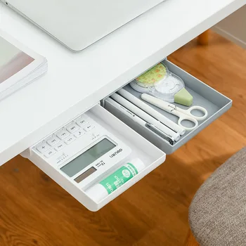 

Drawer Storage Box Under The Desk Wall-mounted Pasted Plastic Desk Student Stationery Desk-mounted Hidden Pen Box
