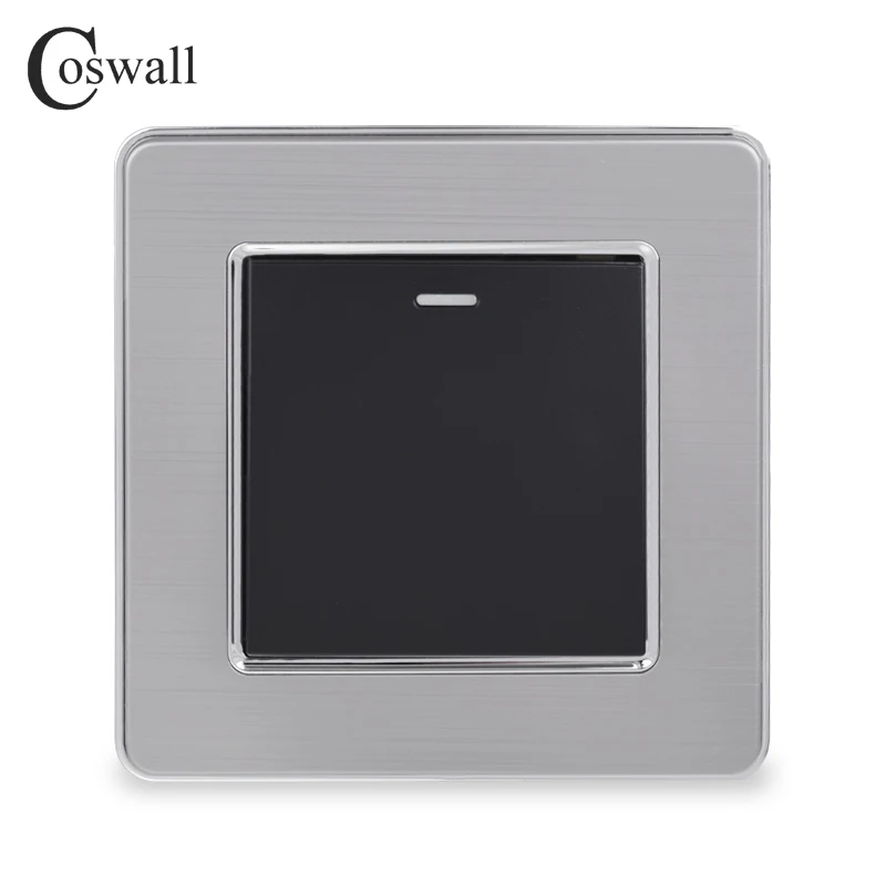 Black Coswall, 1 комплект, 2 способа включения/выключения, настенный светильник, переключатель, панель из нержавеющей стали, проходной переключатель, 16A AC 110~ 250V - Цвет: Black