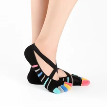 Носки-башмачки с пятью пальцами женские носки с пальцами пилатеса Нескользящие силиконовые носки для фитнеса и танцев бандажные Балетные Носки контрастных цветов Профессиональные