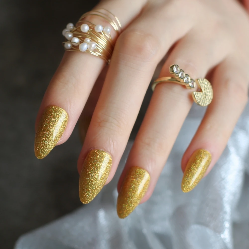 Gel Polish Uv Kaffee Mandel Holographische Glitter Kunst Nagel Tabs Stiletto Falsche Nagel Braun Rot Gefalschte Nagel Gold Silber 24 Stucke False Nails Aliexpress