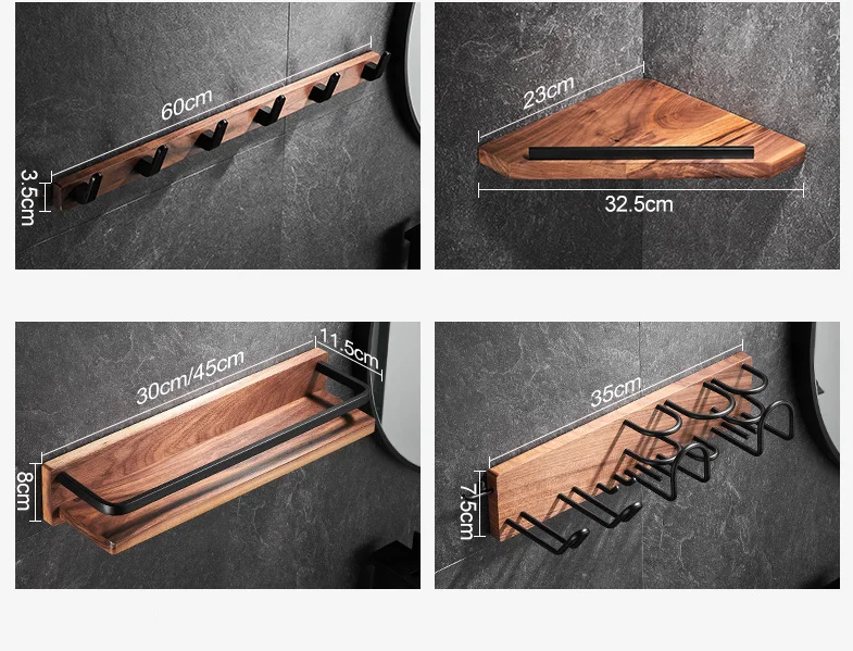 Description Picture 6 of itemWalnut Bathroom hardware pendant towel bar towel ring paper holder shelf for selection