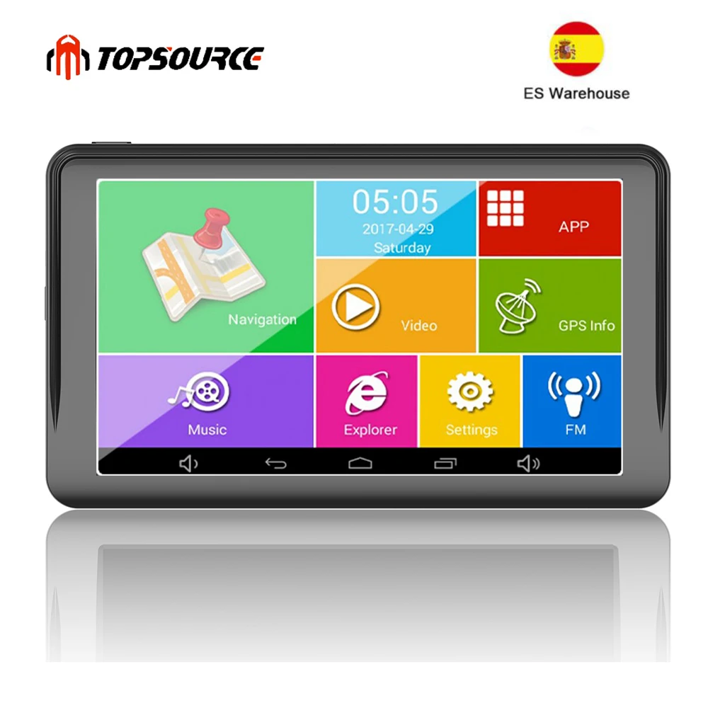 TOPSOURCE 7&quot Spain Android Car GPS Navigation Europe Usa Uk Truck gps Navigator WiFi 512M 16GB Russian map For Navitel | Автомобили и
