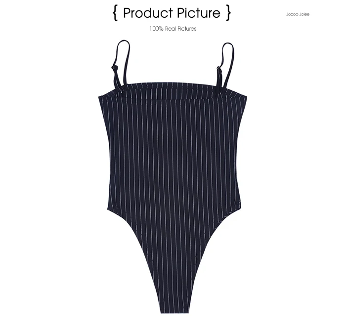 Jocoo Jolee Women Fashion Strap Slash Neck Striped Bodysuit Summer Sexy Backless Jumpsuit Overalls Elegant Romper New