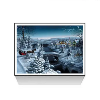 

Christmas Night Pattern DIY Diamond Painting Charming Cross Stitch Diamond Embroidery Mosaic Needlework Painting