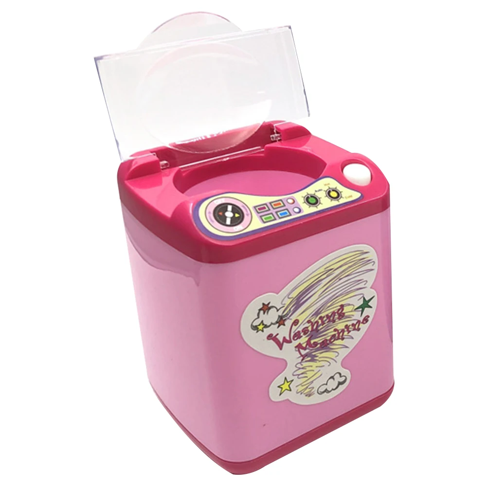 

Mini Brush Cleaning Electric Automatic Simulation Pretend Play Battery Operated Washing Machine Toy Simulated Powder Puff Gift