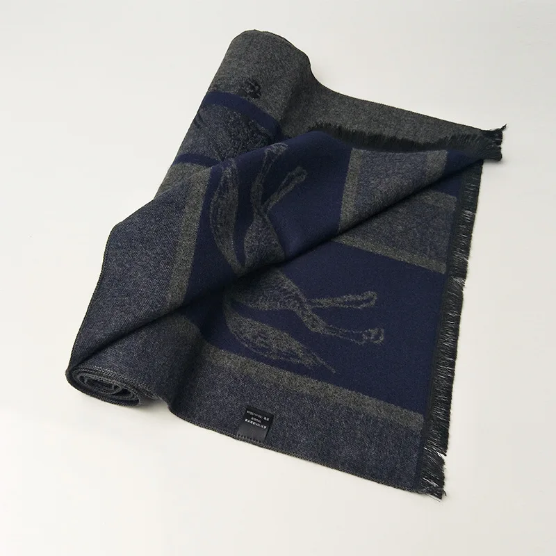 Зимний имитация шарф из кашемира пашмины мужской шарф длинный жаккардовый конский бренд двухсторонние теплые шарфы подарок для отца