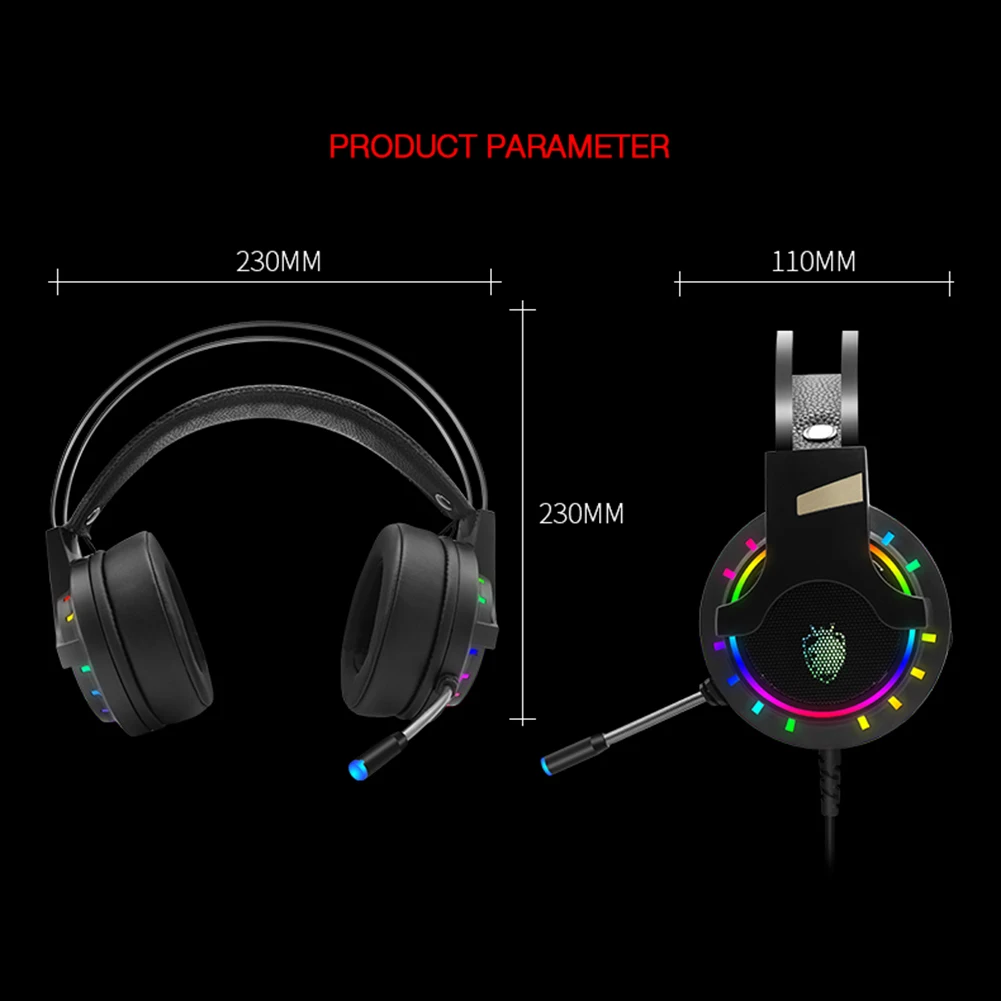 K3 3 5mm USB 7 1 Wired Gaming Headphone RGB Lighting Audio Over Ear Headset with Microphone for Computer PC