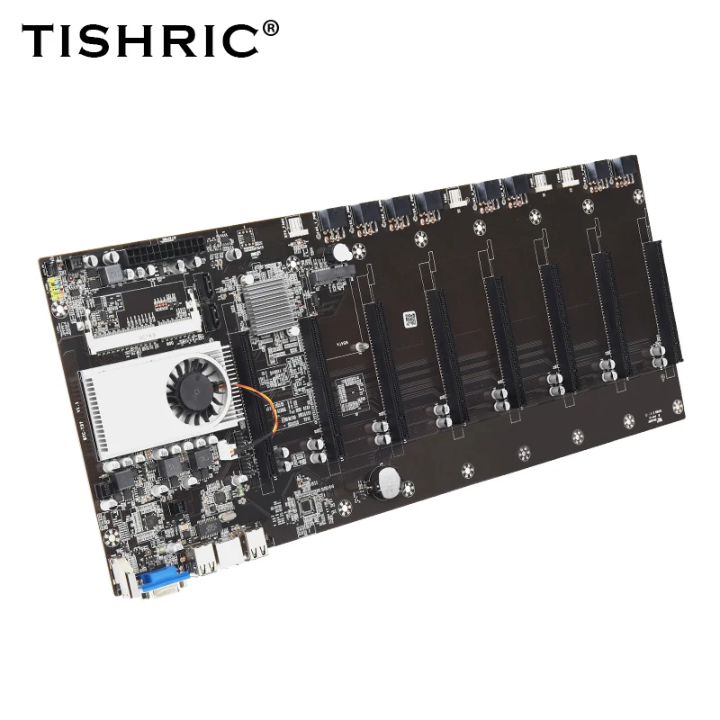 TISHRIC BTC-T37 Mining Farm Miner Motherboard Mother board 8 GPU PCIE Riser 16X DDR3 Support 1066/1333/1600mhz