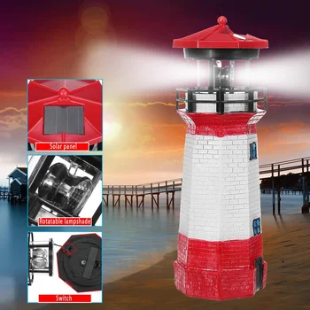 

LED Solar Light Creative Lighthouse Statue Rotating Energy Saving Lamp Outdoor Garden Courtyard Solar Lighting Decorative Light