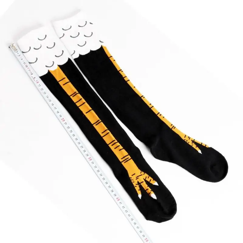 1 пара, женские зимние осенние носки с объемным изображением забавного цыпленка, высокие носки до бедра, милые забавные женские креативные носки с рисунками из мультфильмов