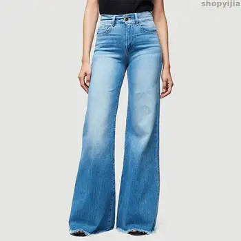 

New Female Flare Jeans Plus Size 4XL Black Blue High Waist Wide Leg Jeans Boyfriend Jeans for Women Denim Skinny Woman's Jeans