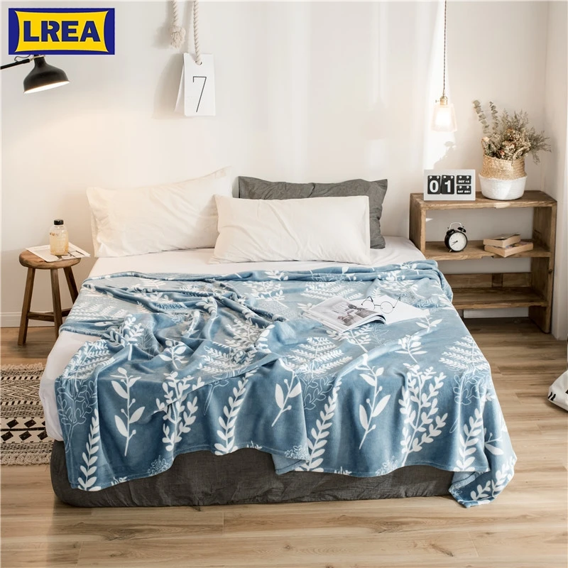 

LREA High Density adult coral fleece blanket for плед winter cover on the bed warm travel comfortable and soft throw