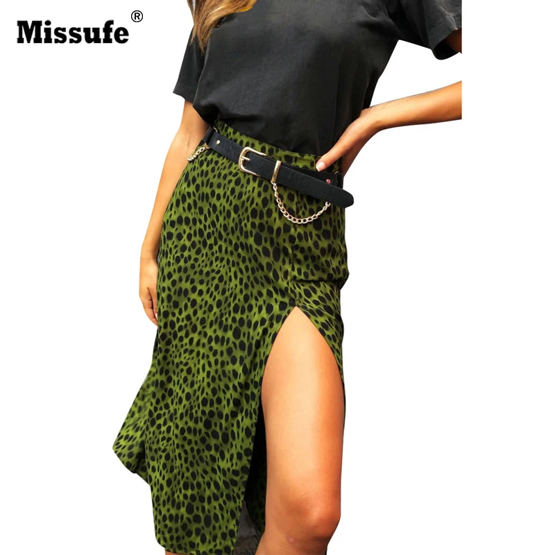 Missufe Женская юбка с завышенной талией, Женская юбка миди с леопардовым принтом в горошек, Повседневная шикарная летняя юбка, сексуальная высокая