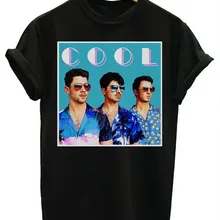 Для Мужчин Хлопчатобумажная футболка мужская футболка с длинными рукавами, Jonas Brothers Прохладный братья черная футболка, подарок для Для мужчин wo Для мужчин хлопок на заказ футболка
