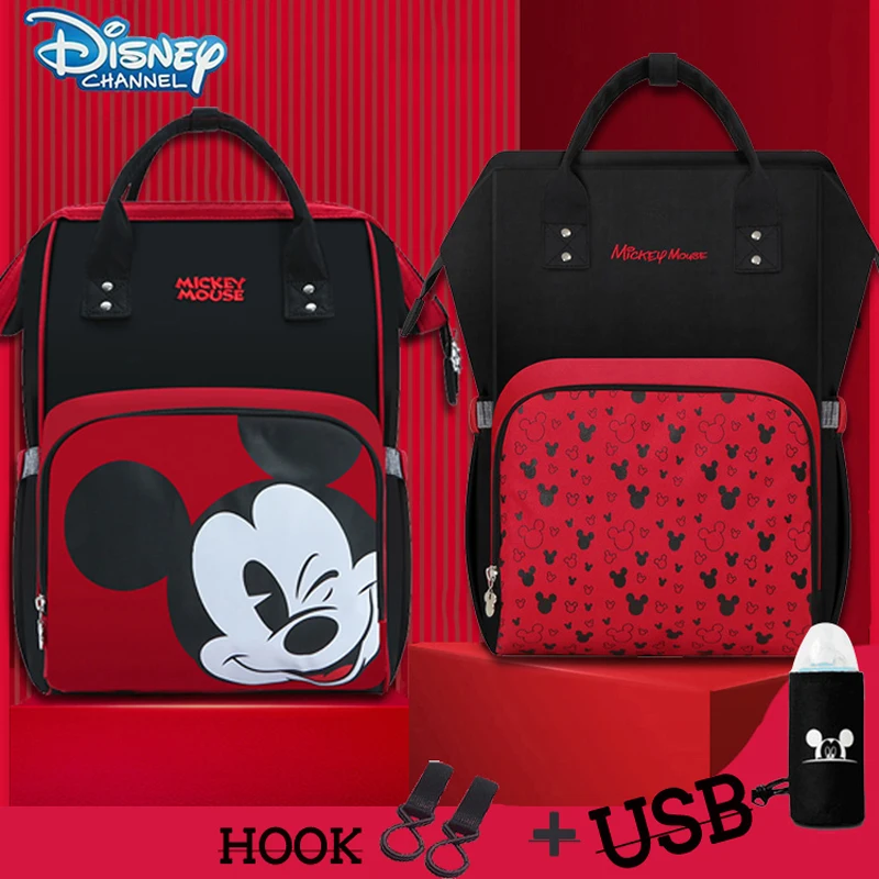 Disney Diaper Bag USB Nappy Backpack Mom Mummy Bags Maternal Stroller Large Capacity Maternity Organizer Mickey Mouse | Мать и ребенок