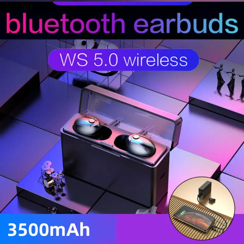 TWS Bluetooth Wireless Earphone 5 0 Earbuds Waterproof Stereo Music Headset 3500mAh Power Bankfor IOS Android