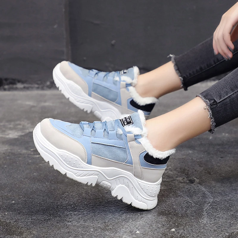 Женские хлопковые кроссовки зимние теплые плюшевые женские стельки на меху