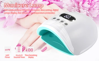 

60W Portable UV LED Nail Lamp LCD Display Nail Dryer 3 Timers Curing Lamp Gel Light for Gel Nail Polish Art Manicure