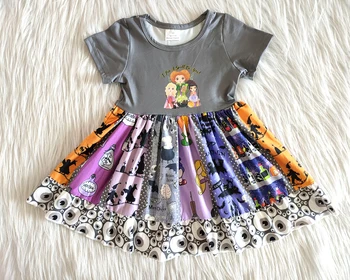 

Wholesale/retail cartoon dress baby girls high quality cute hipster kid dresses boutique girl twirl dress with stitching design