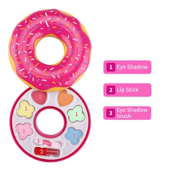 

Kids Spinning Doughnut Box Water Soluble Harmless Cosmetic Set Develop Intelligence Girl Pretend Makeup Kit Gifts