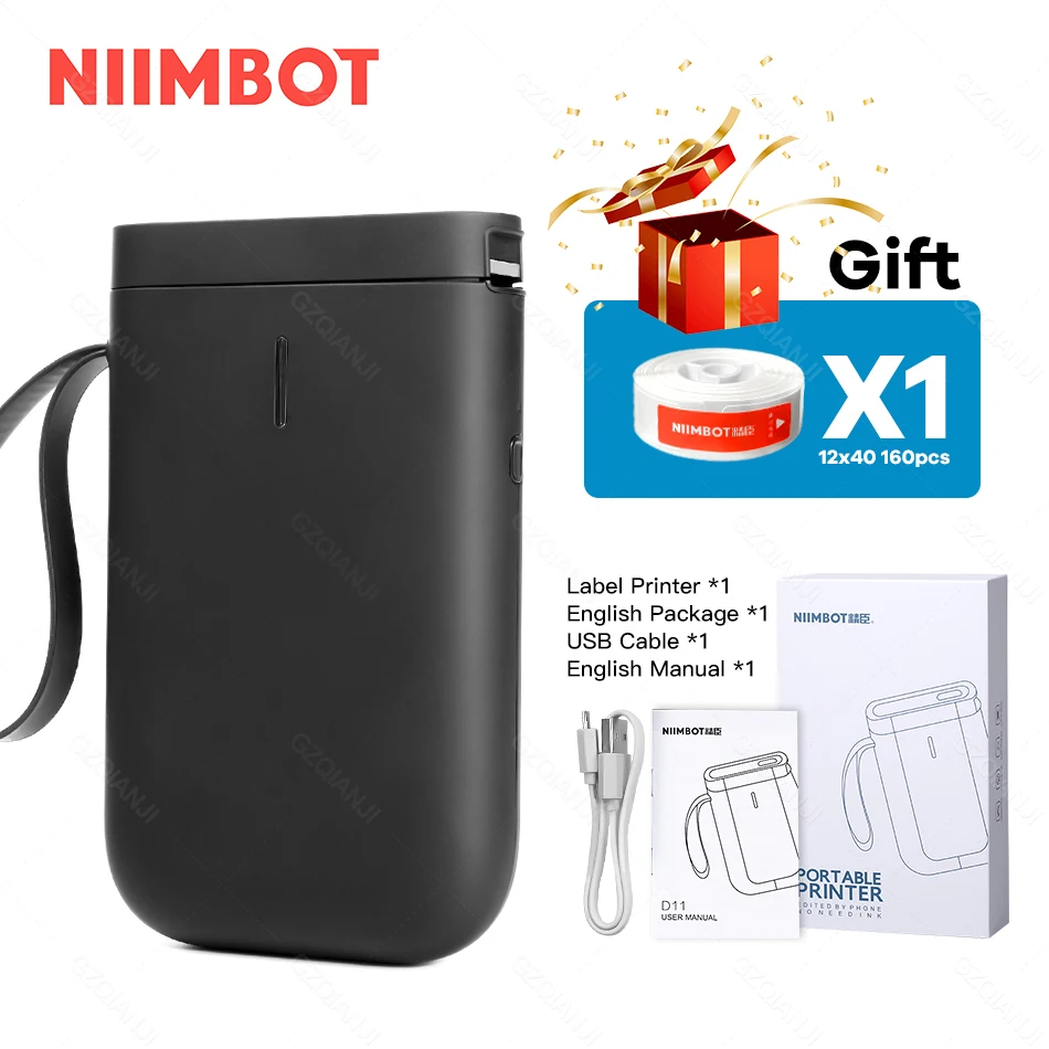 pocket printers Niimbot D11 Label Sticker Printer Mini Wireless Machine with Transpatent Label Sticker Paper Replacement Paper roll Color White mini printer cheap Printers