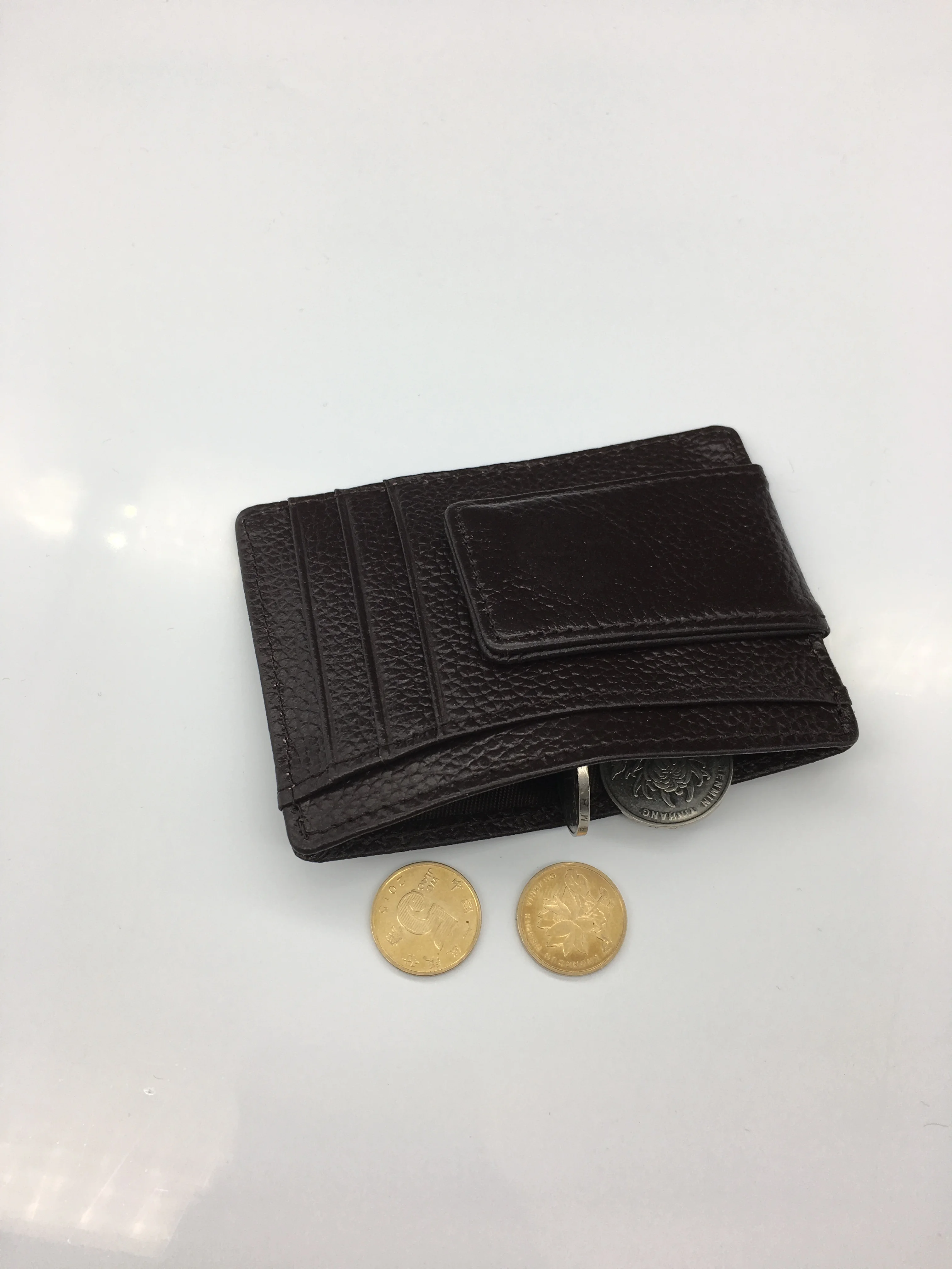 Comprar Cartera de hombre de cuero genuino mini tarjeta de crédito monedero tarjetero