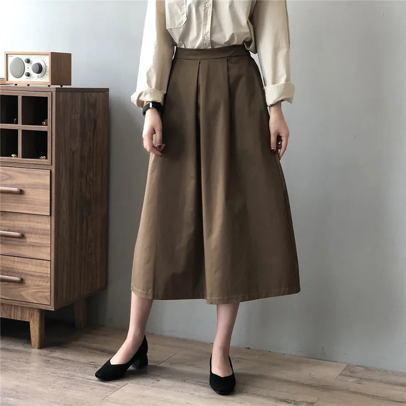 

MyZyQg Korean A Line Skirts Women Retro Kawaii Fall Mid Calf High Waist Skirt Office Club Party Casual Clothes