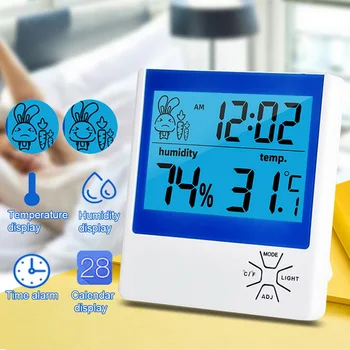 

Electronic Thermometer Digital Wireless Hygrometer Temperature Humidity Monitor LCD Display Bracket Hygrometer Alarm Function